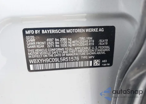 2020 BMW X2 Sdrive28I из США, поврежденный, VIN WBXYH9C09L5R51576